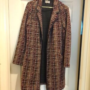 MELLODAY Brown Burgundy Blazer Open Front Cardigan Sweater Large Nordstrom Fall